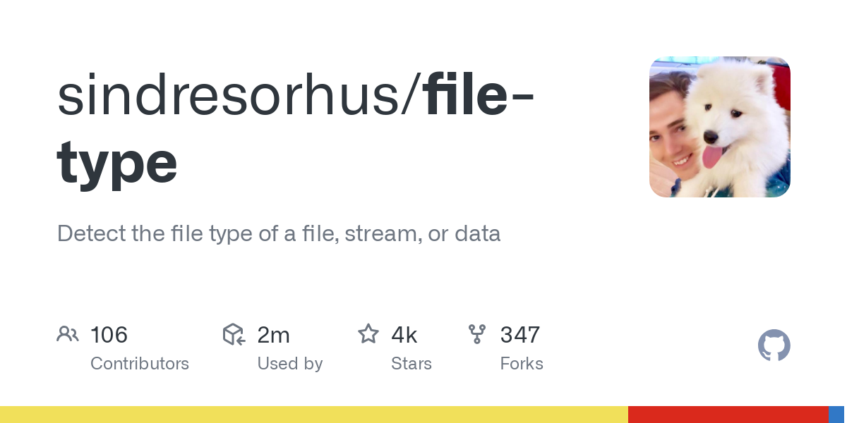 GitHub - sindresorhus/file-type: Detect the file type of a file, stream, or data