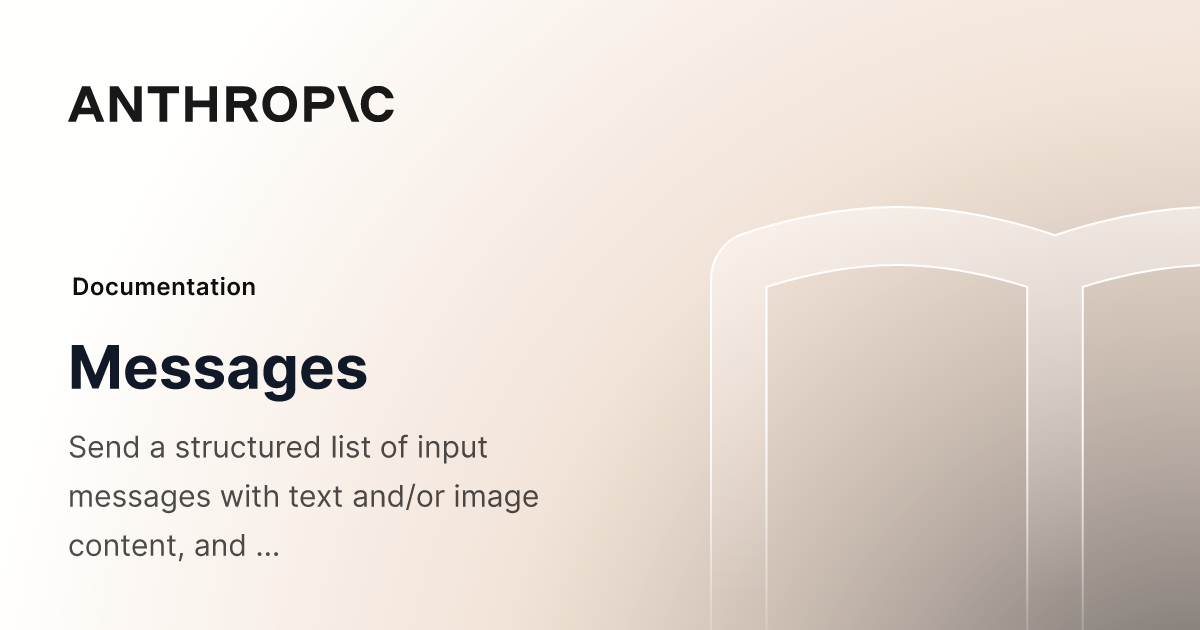 Messages - Anthropic