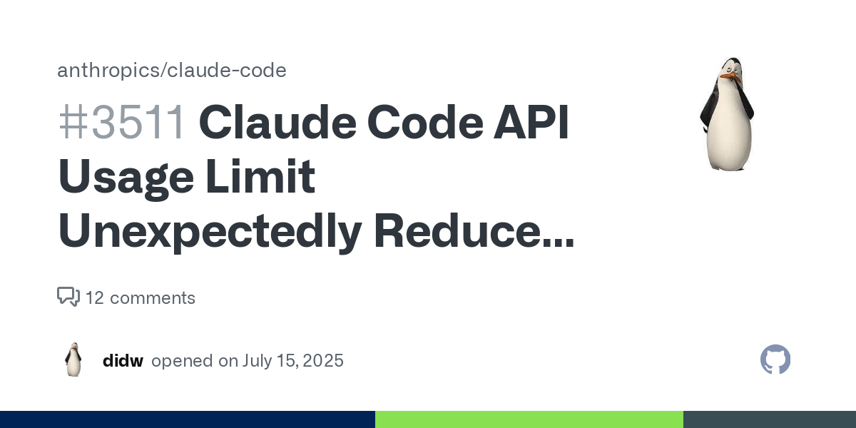 Claude Code API Usage Limit Unexpectedly Reduced on MAX Plan · Issue #3511 · anthropics/claude-code