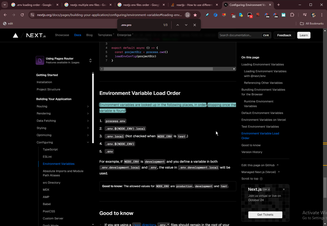 nodejsの.env fileまわり詳しくなかったけど、nextjsもこんな具合で読み込みのオーダーが定義されてるようだ。 nodejsの.env fileまわり詳しくなかったけど、nextjsもこんな具合で読み込みのオーダーが定義されてるようだ。